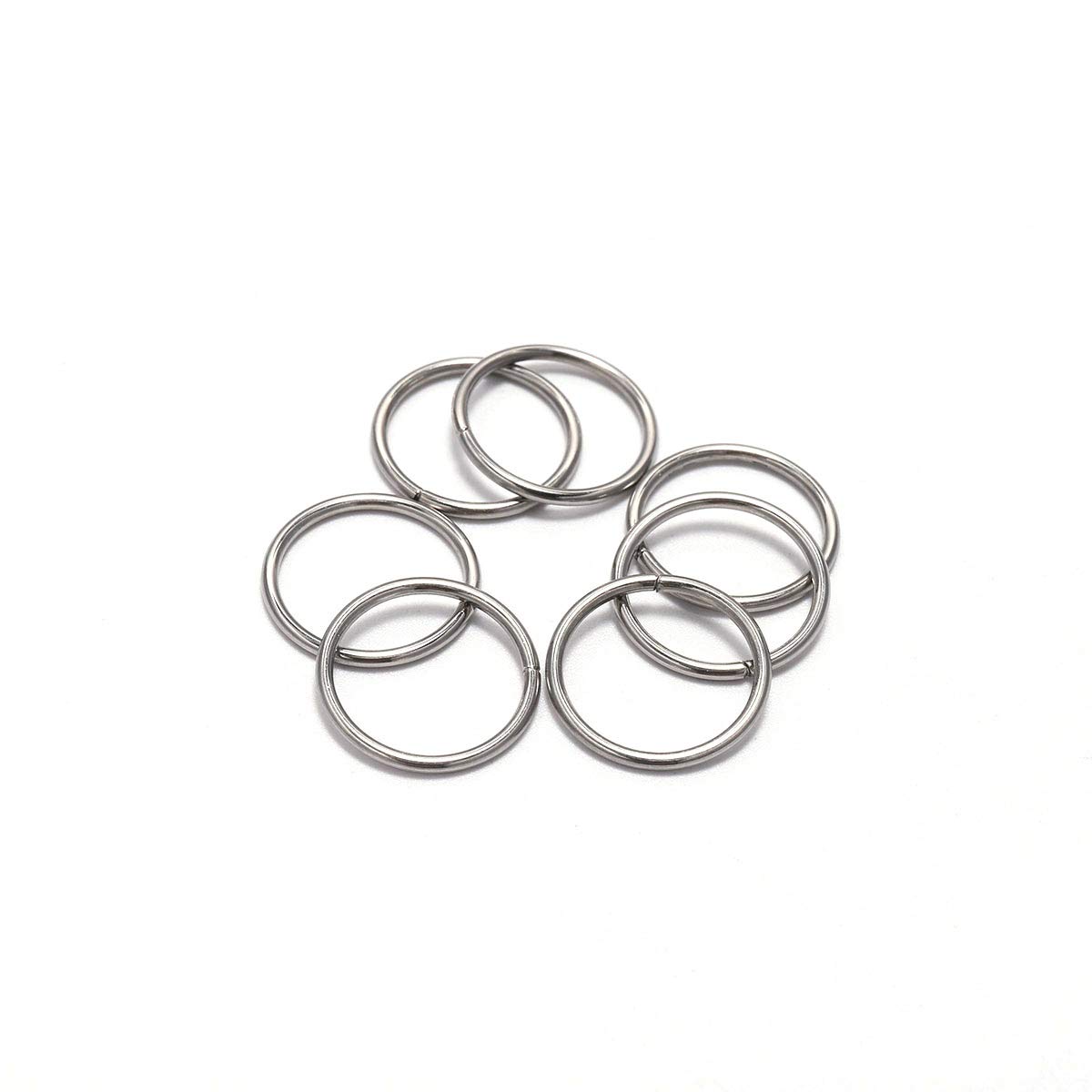 AGCFABS 200pcs/Lot Dia 15mm Stainless Steel Open Jump Rings Split Rings Connector for Jewelry Making Findings Accessories Supplies 14 Sizes (1.2 x 15mm-100pcs)