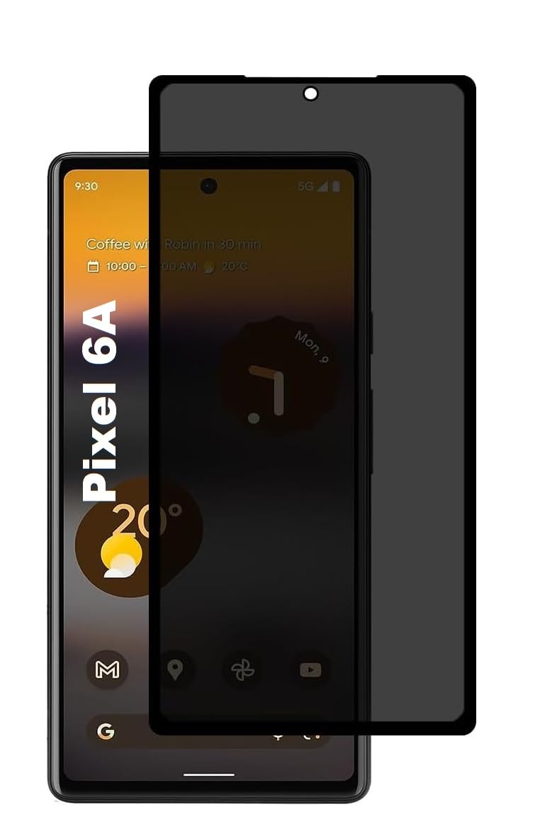 Zubitech Pixel 6a Privacy Glass Screen Protector Anti-Spy Tempered Glass Film 9H Hardness Scratch Resistant Bubble Free Glass Screen Protector for Pixel 6a