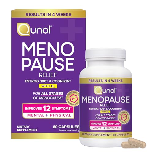 Qunol Menopause Relief Capsules, Peri to Post, Results in 4 Weeks, Hormone Free Support for Fatigue, Brain Fog, Hot Flashes, Night Sweats, Mood Swings & Sleep Disturbances, Plus Vitamin B6, 60 Count