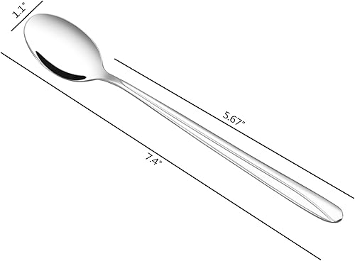 Miniatura 2 de Obstnny 12 cucharas de té helado de mango largo, cucharas de mezcla de acero inoxidable