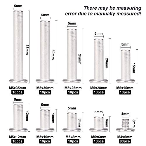 Witlans WGS20-1 Chicago Binding Screws Assorted Kit,90 Sets 304 Stainless Steel Phillips Chicago Screw Binding Post Screw Kit thumb #1