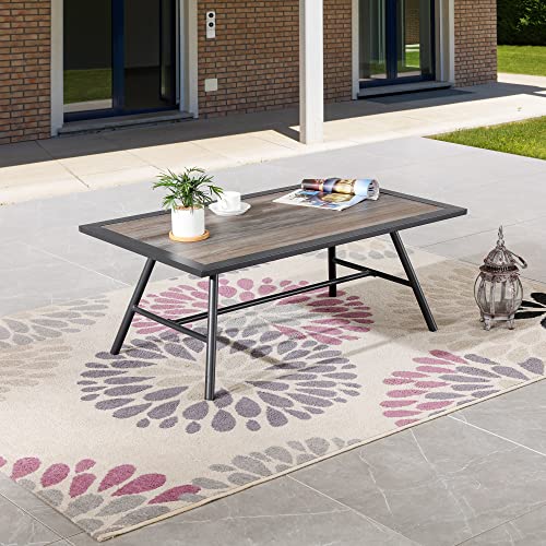 Image of LOKATSE HOME Rectangle Metal Patio Coffee Table All-Weather Outdoor Furniture for Deck Poolside Garden, Black