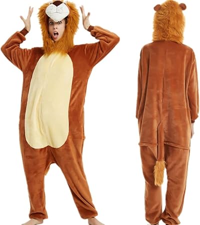 Amazon Co Jp 着ぐるみ アニマル コスプレ かわいい 動物 着ぐるみパジャマ 大人 動物 パジャマ メンズ レディース 着ぐるみ パジャマ 大人用 ルームウェア 部屋着 可愛い 秋冬 ペア カップル 男女兼用 フランネル 柔らかい 暖かい 保温 コスプレ コスチューム ライオン