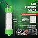 SF LED Underwater Fishing Light 70W Fish Attracting Light 9000lm Green Fishing Light Submersible for Dock and Boats IP68 Waterproof 18ft with only Battery Clips to Provide Power