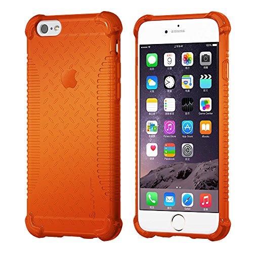 LUVVITT [Clear Grip] Soft Slim Flexible TPU Back Cover Transparent Rubber Case for Apple Phone 6 / Phone 6s (4.7 inch) - Neon Orange
