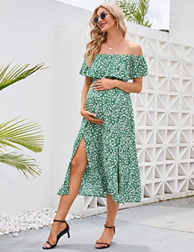 Image of Maternity Dress Women's Off Shoulder Split A Line Casual Maxi Dress Photography Dress for Babyshower