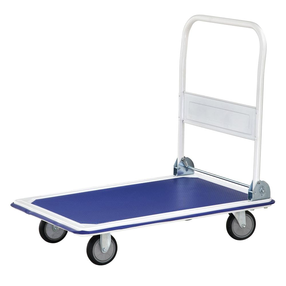 Platform Truck with Folding Handle Grey Steel - 36" L x 24" W x 33 1/2 H by HUBERT – Alloy Steel, Gray, Model C/SPT2515F