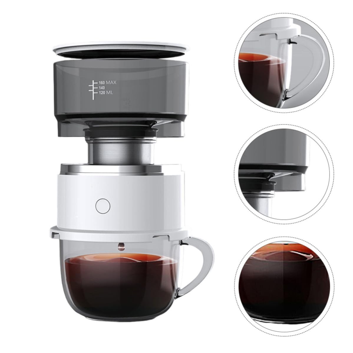 Hemobllo Macchina in Abs e Acciaio Inossidabile per Ufficio per Caffè Manuale Portatile da 160ml Filtro a Maglia Fine Stili multipli e Attività All'aperti Stili multipli