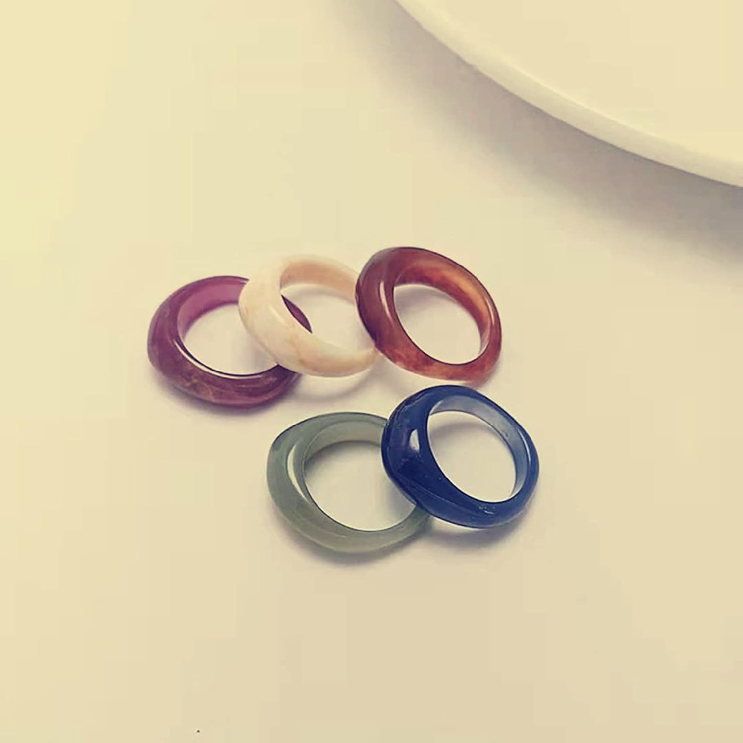 12 Pcs Resin Colorful Wide Thick Dome Knuckle Finger Stackable Joint Ring Retro Acrylic Transparent Vintage Jewelry Party Elegant Handmade Gift - Image 6