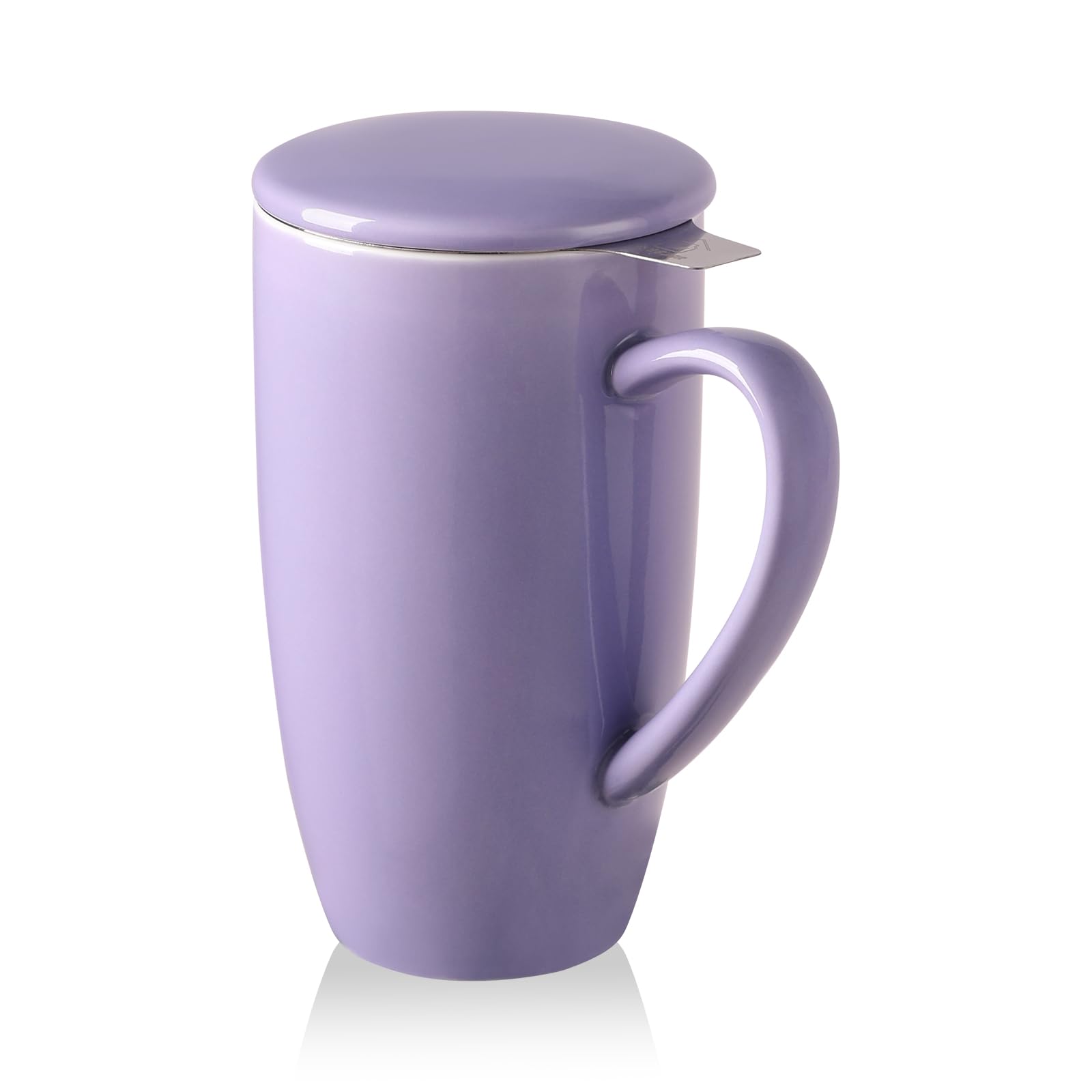 Sweejar Porcelain Tea Infuser Mug with Lid, 20 oz Teacup with Strainers for Loose Leaf Tea, Microwave and Dishwasher Safe Coffee Mug(Purple)