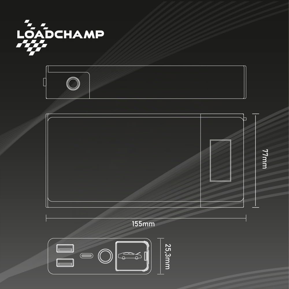 LOADCHAMP Starthilfe Powerbank 12V 10000mAh 500A Auto Jump Starter Gerät
