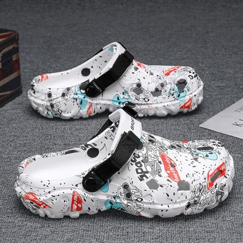 Image of SECHRITE Men's Clogs Athletic Sports Outdoor Slip-on Mules with Cushion Beach Non Slip Home Sandals with Adjustable Back Strap - River Edge