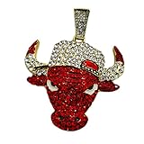 MAXBLING81 Iced Hip Hop Style Jewelry Gold Silver Finish Rapper Large Bull Bling Lab Diamond Fashion Charm Pendant (GOLD)