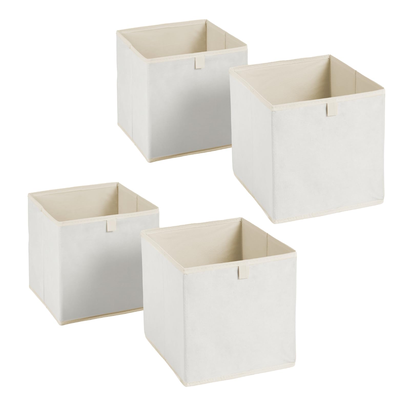 Ohs Natural Pack Of 4 Matte Velvet Cube Storage Boxes Home Organiser Toys Clothing Bathroom Pop Up Foldable Collapsible Storage Boxes Space Saving Shelves Organiser Cube Baskets,