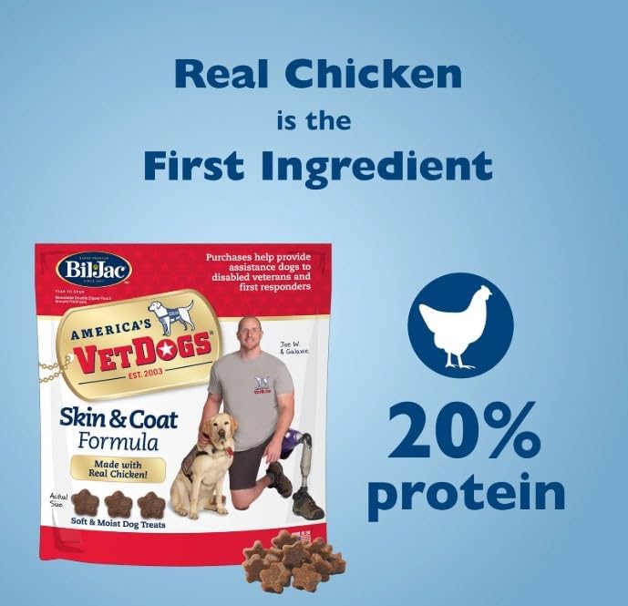 American VetDogs Bil Jac Veteran's K-9 Corps Dog Treats – Tasty & Nutritious, 10 oz (Pack of 3)