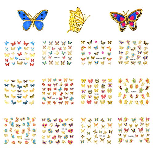 Butterfly Nail Art Stickers, 30 Sheet 3D Gold Nail Art Decals Designer Nail Stickers for Women, Self-Adhesive Nail Decorations Accessories for Nail Design