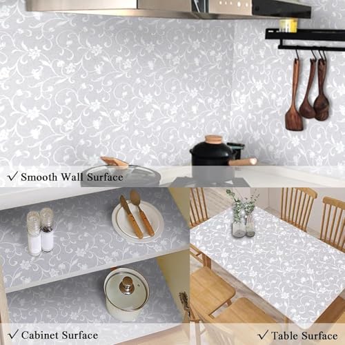 Image of SIA VENDORS Kitchen Waterproof Oil Proof Aluminum Foil Sticker, Silver Chequer Peel and Stick Wallpaper Removable and Self Adhesive Paper for Kitchen Countertops Cabinet (Jasmine, 24 x 78 Inch)