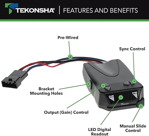 Miniatura 3 de Tekonsha 8507120 Brakeman IV, Controlador de freno de retardo para remolques con 1-4 ejes, negro