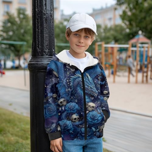 WELLFLYHOM Fleece Lining Zip Up Kids Hoodies for Boys 6-16 Novelty Graphic Sweatshirts Kangaroo Pocket Long Sleeve Tops2