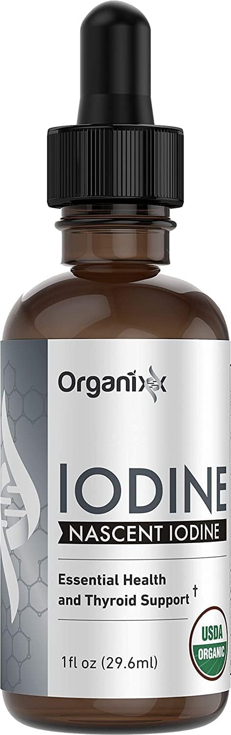 Organixx Pure Liquid Iodine Supplement, Support Healthy Thyroid Function, Restore Optimal Iodine Levels, Boost Mood & Energy Levels, Improve Hair and Skin, Organic Iodine Drops, Vegan, 1 fl oz