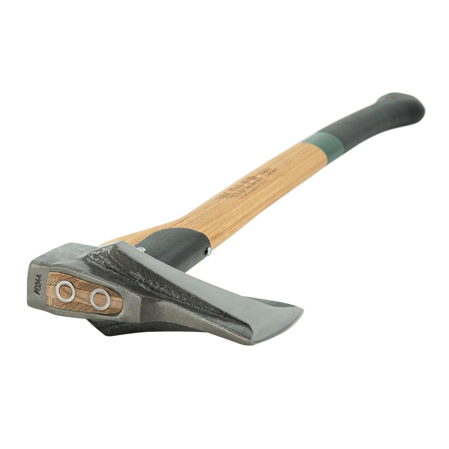 ADLER Spaltaxt 2000g 80 cm C60 Hickorystiel Brennholz Kaminholz Grün | Geschmiedeter Spaltkopf mit zwei Flügeln und dreifacher Sicherheitsverkeilung Made in Germany