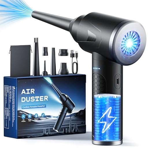 100,000 RPM Potente Soplador de Aire con Luz LED, Aire Comprimido Limpieza PC de 9000mAh, Soplador de Aire Para PC, Air Duster de 3 Velocidades, Plumero Electrico para Ordenador, Coche, Oficina, Sofá | Ya disponible en tu tienda friki favorita! En mundofriki.es!