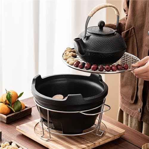 Portable Clay Charcoal Camping Stove with Metal Rack & Grill - Ideal for Outdoor BBQ, Hiking, & Picnics - Compact Design for 1-4 People, Perfect for Backpacking Adventures