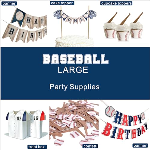 Ztztst A029-1 Baseball Cupcake Wrappers+Baseball Bat Cupcake Toppers,Baseball Party Decorations-24Pcs thumb #4