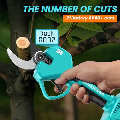 Miniatura 4 de Tijeras De Podar Electricas,50mm Tijeras De Podar Bateria Para Makita Con 2 Baterías 2000mah, Pantalla Lcd, 900w Motor Sin Escobillas Silencioso,Profesional Tijera De Podar Para Ramas,Arbustos,Troncos