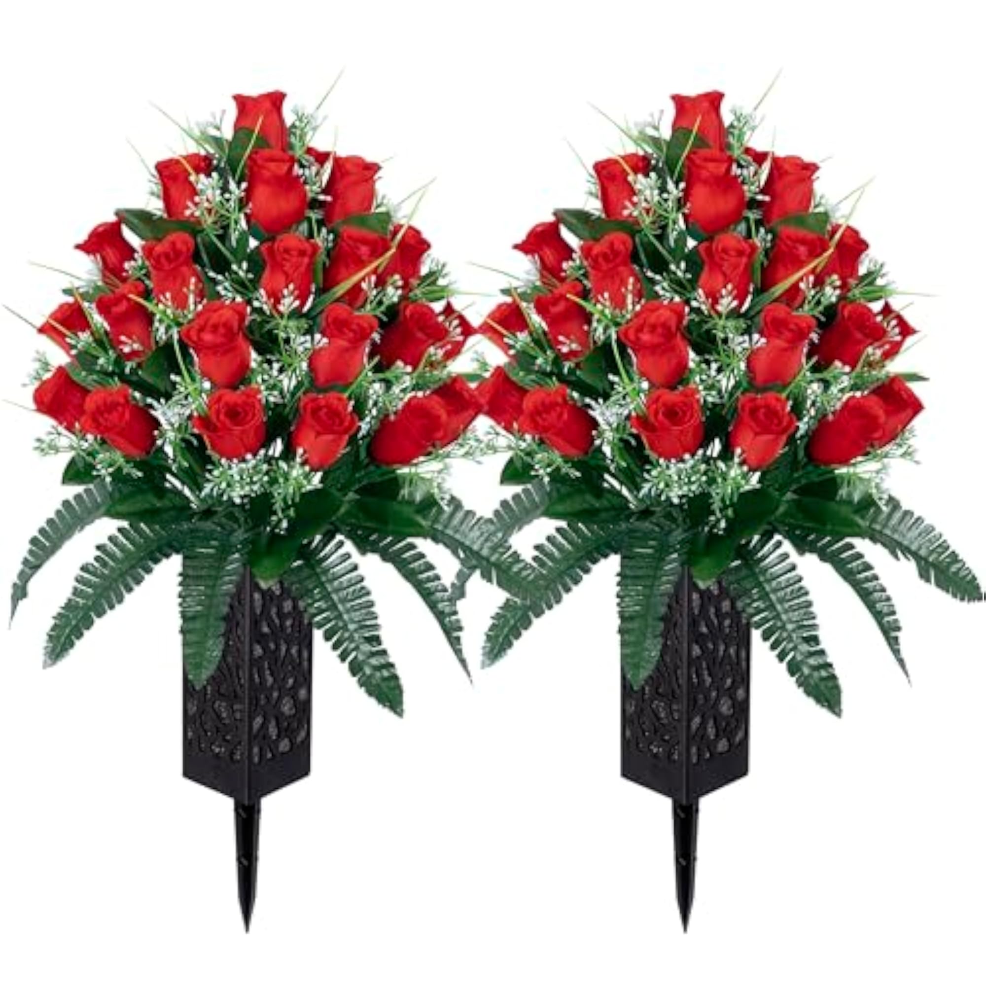 2 Sets Artificial Cemetery Flowers for Outdoor Decoration