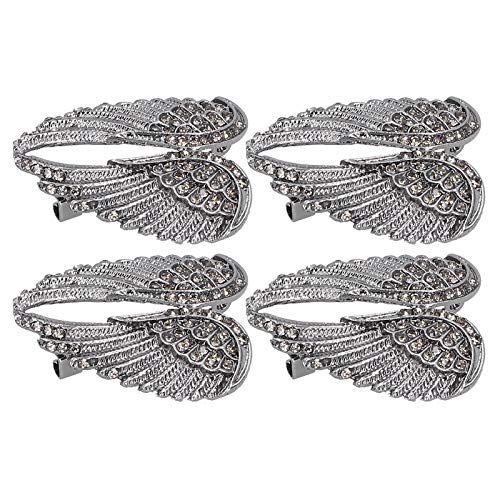Image of 4Pcs Angel Wing Pin Brooch Unisex Crystal Angel Wing Corsage Pin Brooch Cardigan Breastpin Clip Lapel Pin Coat Badges for Tuxedo Cardigan Sweater Dress Jewelry(black)