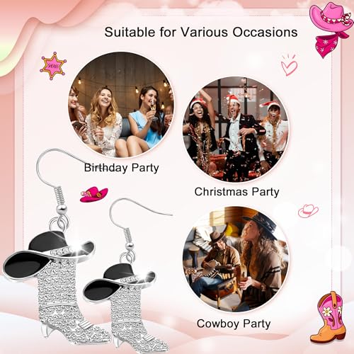 Rhinestone Cowgirl Boot Earrings for Women - Western Boot Dangle Earrings with Bohemian Enamel Design - Stylish for Country, Rodeo, and Western Jewelry Fashion4