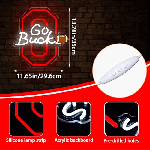 Image of University Neon Sign for Wall Decor University Football Team Sign Neon light for Man Cave Birthday Gifts for Fans Dimmable Led Sign for Party Club Bar Dorm Decor Size 11.65 * 13.77(P001)