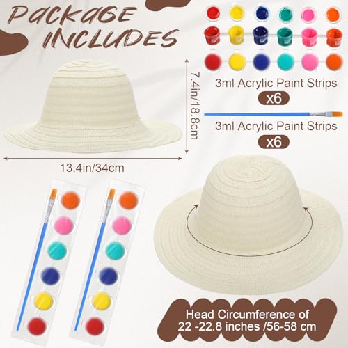 image for Chicingyou 6 Set DIY Straw Hat Set DIY Tea Party Hats Handmade Cap wit