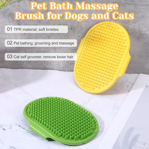 Image of 4Pcs Adjustable Cat Self Groomer, Silicone Cat Brushes for Indoor Cats Grooming Self Cleaning, Cats Face Scratchers Massager for Corner Scratcher, Pet Supplies (Green & Yellow)