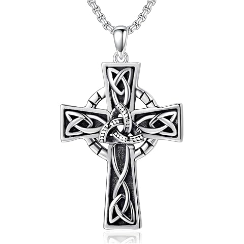 Celtic Cross Necklace 925 Sterling Silver Jewish Cross Pendant Star of David Neckla...