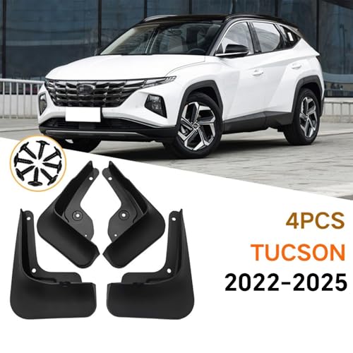 Image of Mud Flaps Splash Guards Front & Rear 4 Piece Kit for 2022-2025 Hyundai Tucson SE /SEL /Limited (Not N Line), No‑Drill ABS Mudguards
