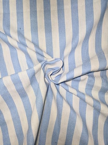 Image of Khadi Handloom Handmade 210TC Single Bed Sheet Cotton 7.5X5 feet Superfine Premium Cotton bedsheet Single Bed Combo & Single Pack (Sky-stripe-90X53, Full)