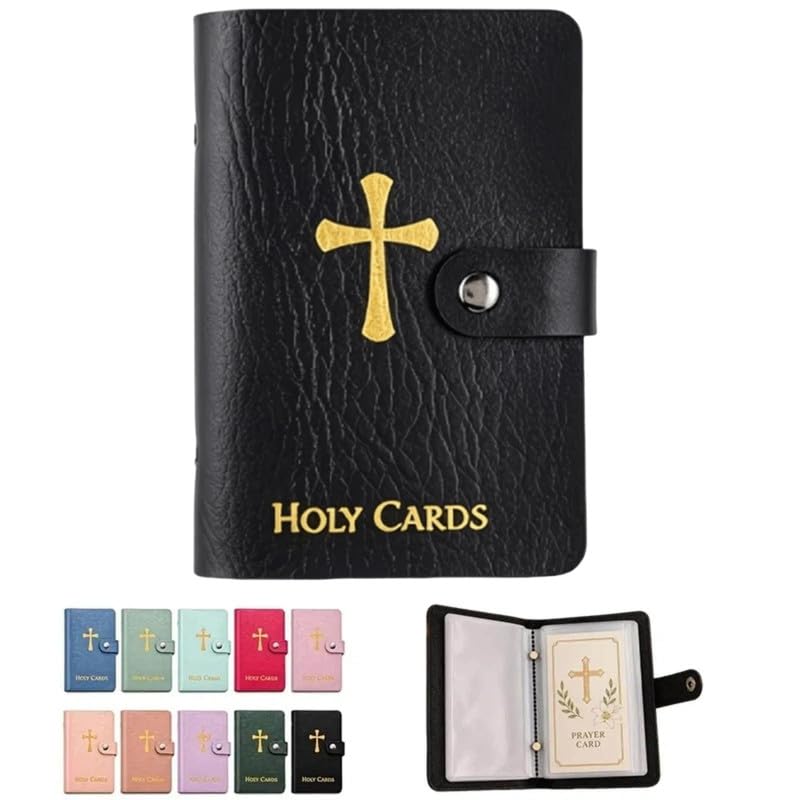 Multicolor Prayer Card Holder, Pocket Prayer Card Organizer with Snap Closure, Waterproof Large Capacity Storage Case for Holy Cards Collection