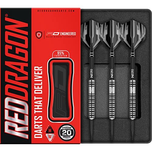 Red Dragon Dragonfly 3: 20g - 95% Dardos de Acero con Plumas, Eje de Dardos, Billetera & Red Dragon Checkout Card Cover