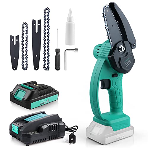 Enegitech Mini-Kettensäge, 18 V, 2-in-1, kabellose Mini-Kettensäge, tragbar, Hand-Kettensägen mit 2.0 Ah Akku, 2 Ketten und Schnellladegerät für Baumzweige, Holzschneiden Cover