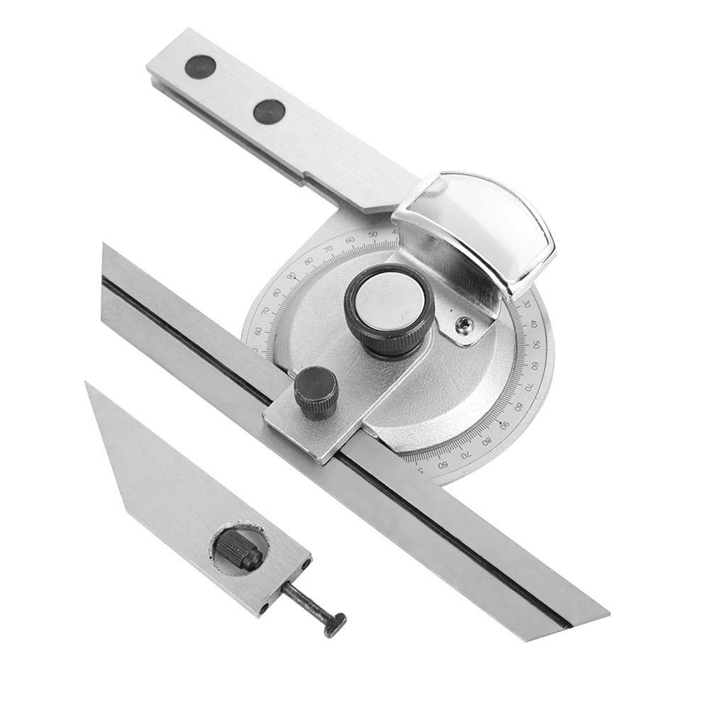 Akozon Transportador De Bisel De 360 ​​Grados Universal Acero Inoxidable Buscador De Ángulos Vernier Regla De Medición De Ángulos Con Lupa