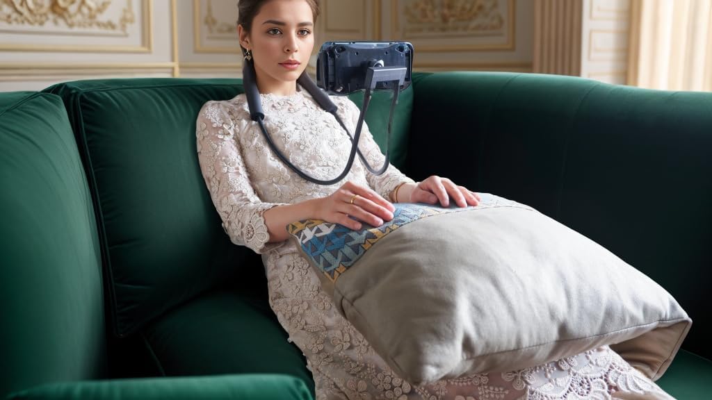 2in1 Cell Phone Neck Holder Handfree for Sleeping, Magnetic Lazy Neck Phone Mount for Bedroom Reading Watching Movie