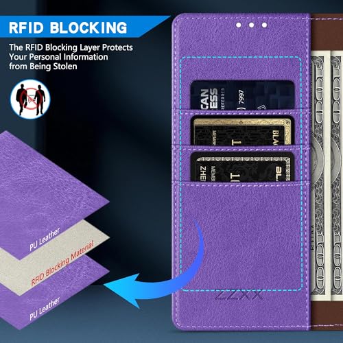 ZZXX for Galaxy S26 Ultra Wallet Case Magnetic Closure 6.8 inch,Purple - image 2