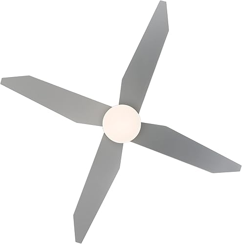 Miniatura 9 de Ventilador de techo de 52 pulgadas con luz y control remoto, ventilador de techo LED de perfil bajo de 4 aspas, motor reversible silencioso,