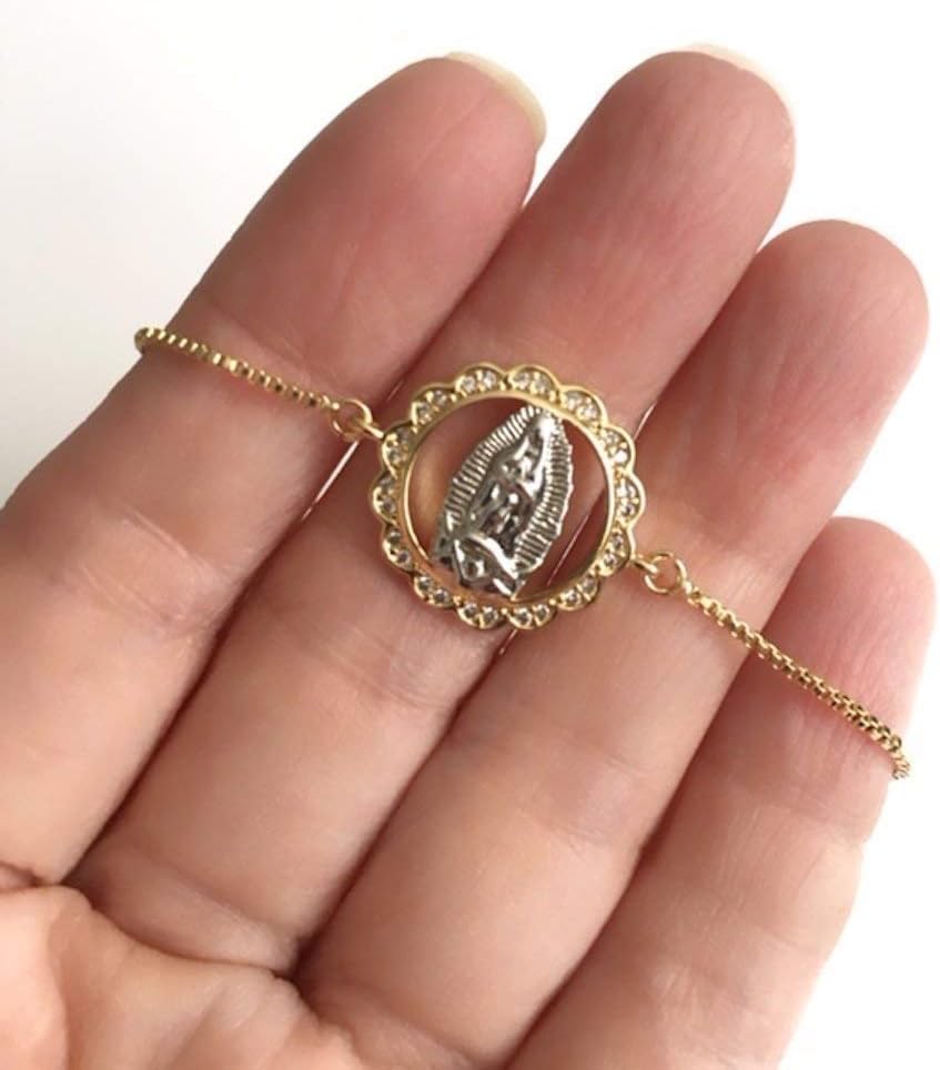 Virgen de Guadalupe 18K Gold Plated Bracelet Mother Mary Jewelry - Image 7