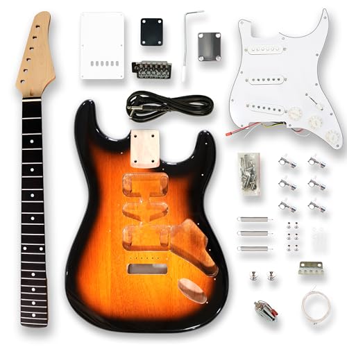 DIY Electric Guitar Kits okoume Body maple neck & composite ebony fingerboard Black product thumbnail 11