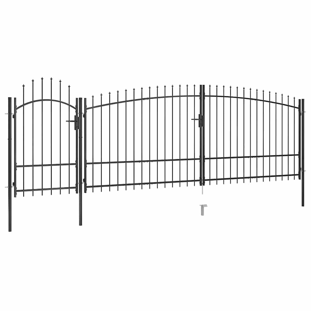 vidaXL Gartentor Woerden mit Speerspitzen Einfahrtstor Metalltor Hoftor Gartenpforte Gartentür Zauntor Gartenzaun Tor Tür Pforte 5x1,75m Schwarz Stahl