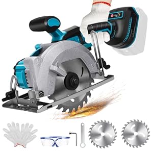Akku Kreissäge für Makita 18V Lithium-Akku(Ohne Akku), Bürstenlose Mini-Kreissäge Handkreissäge mit 2 Sägeblättern(140mm), mit Diagonal Schneiden, 6200RPM, Ideal für Schneiden Holz