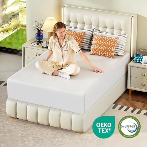 Image of FDW 14 Inch Full Mattress, Medium Firm Base Foam, Breathable & Comfortable with Removable Washable Zipper Cover, Bed in a Box, CertiPUR-US Certified, White